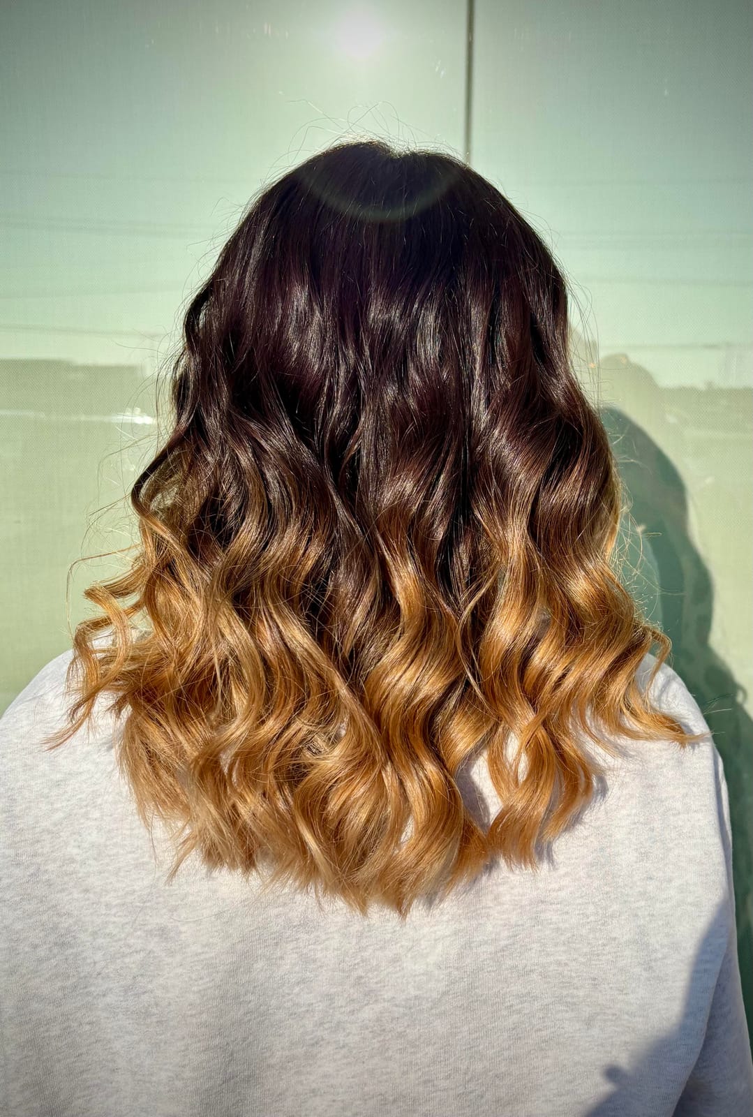 Dark root melt into caramel balayage by Styled By Dani